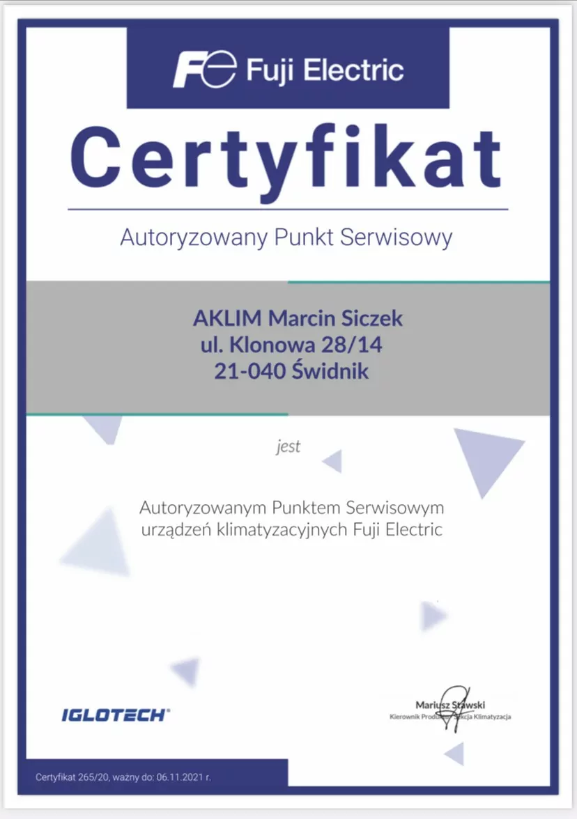 Certyfikat Fuji